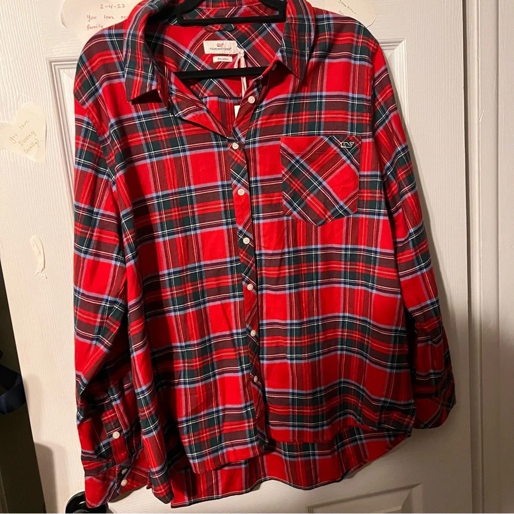 Vineyard Vines Women’s Nantucket Tartan Flannel NWT Holiday 20 Plus Size - Picture 1 of 7
